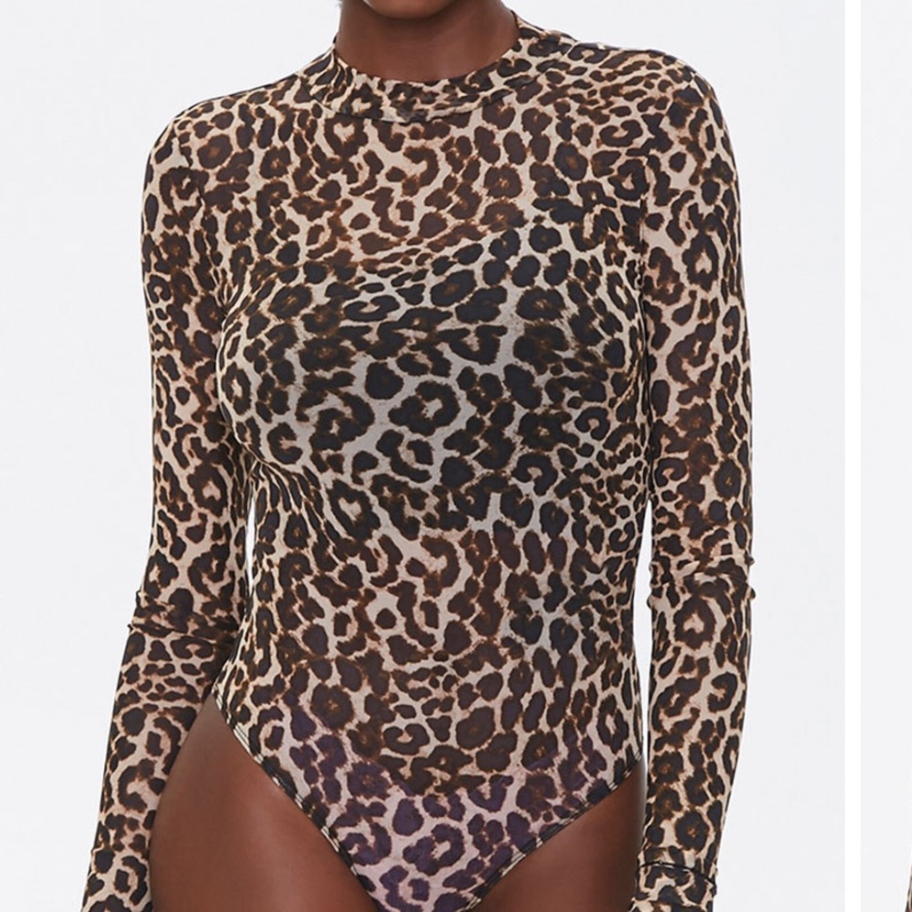 Mesh Leopard Print Bodysuit